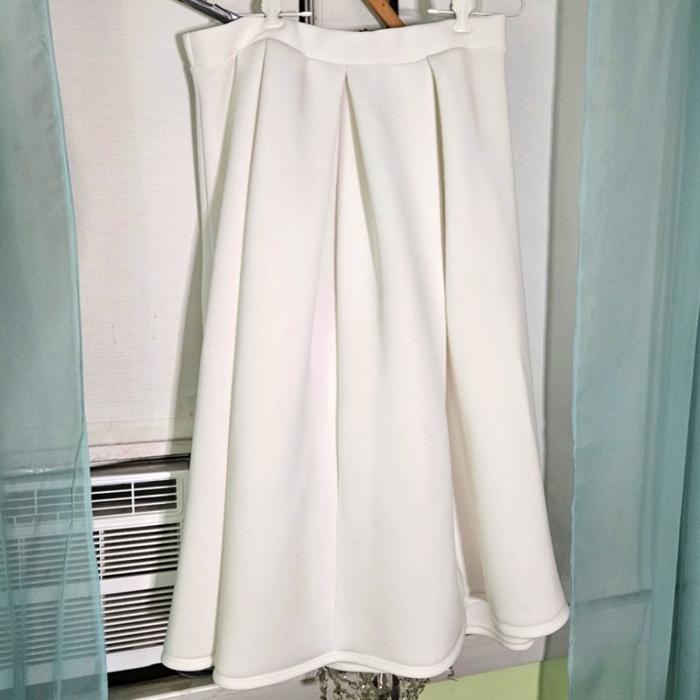 K+Glam white long plus size skirt